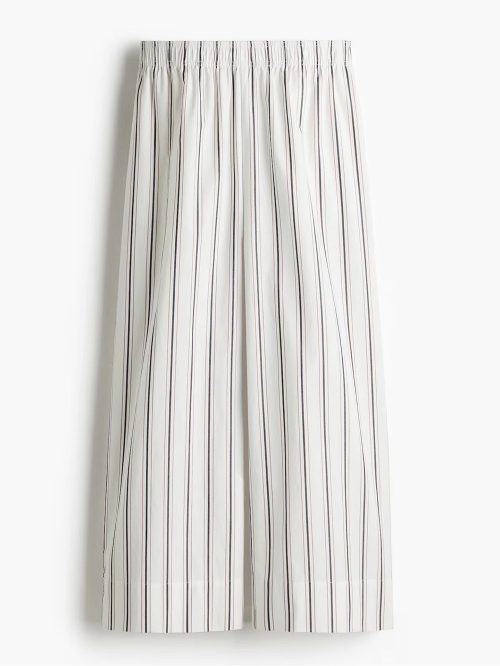 NWT H&M White Wide-Leg Cropped Pants with Blue and Brown  Pinstripes